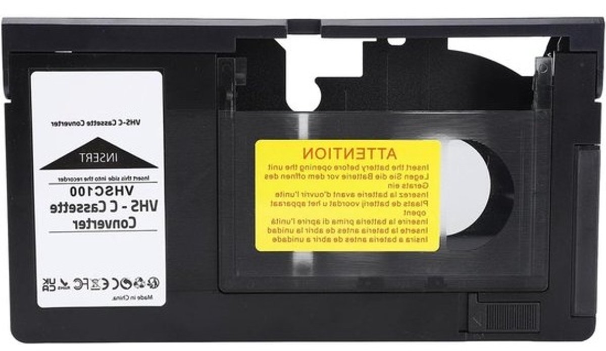 Cassetteadapter - camcorder - VHS-C-adapter - Herinneringen terughalen - Elektrisch laadsysteem - 188x102x25mm - Zwart