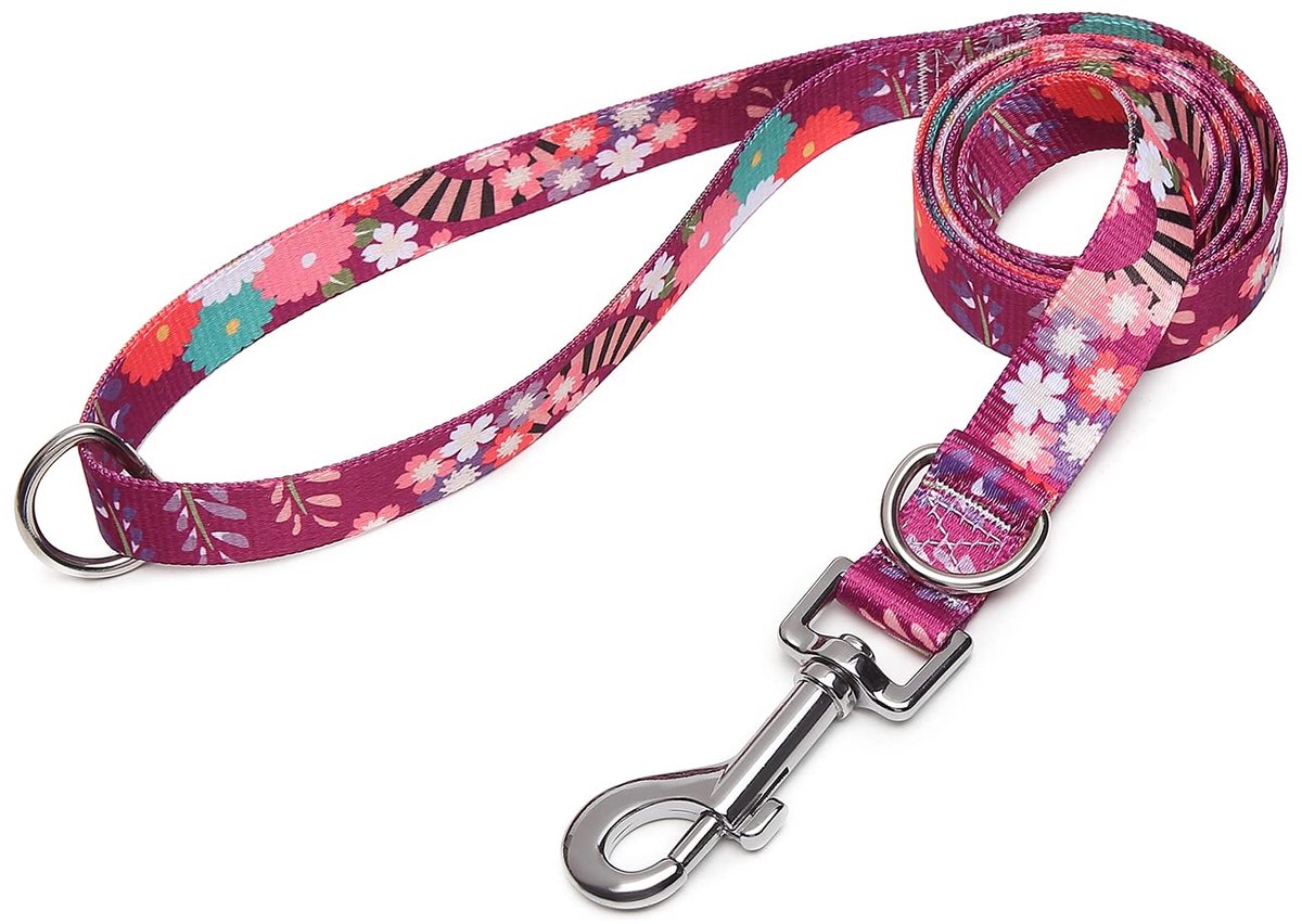 Hondenriem verstelbaar 120cm - zachte nylon - kleurrijke bloemen - comfortabel voor training - ShopVlot