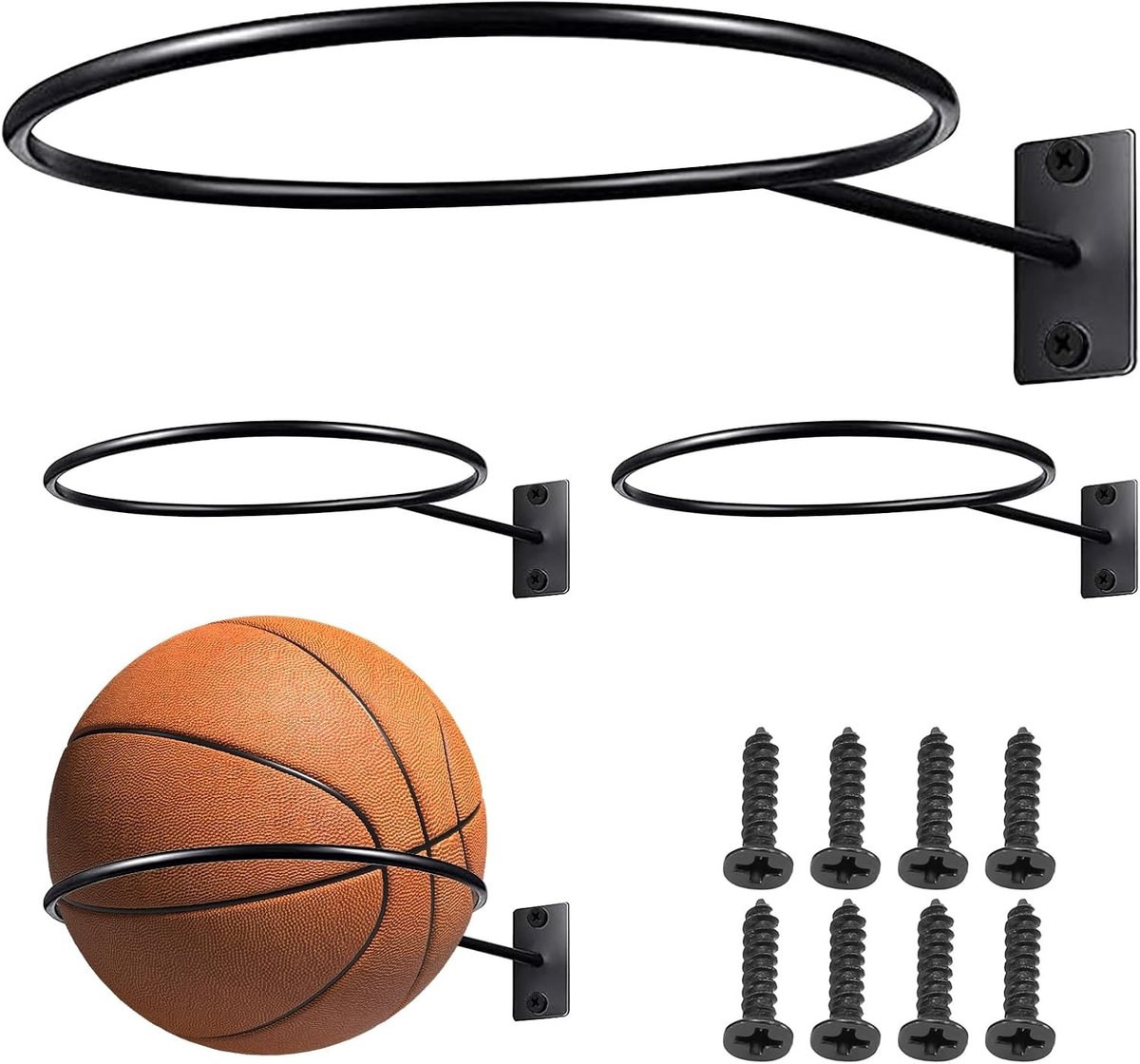 Ballrekken wandgemonteerd 4 stuks - robuust metaal - voor diverse ballen - ideaal voor garage of slaapkamer - ShopVlot