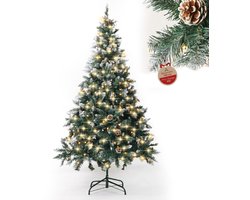 Arvioo - Sapin de Noël pré-éclairé - Vert avec effet neige - 180 cm - Lumière blanc chaud