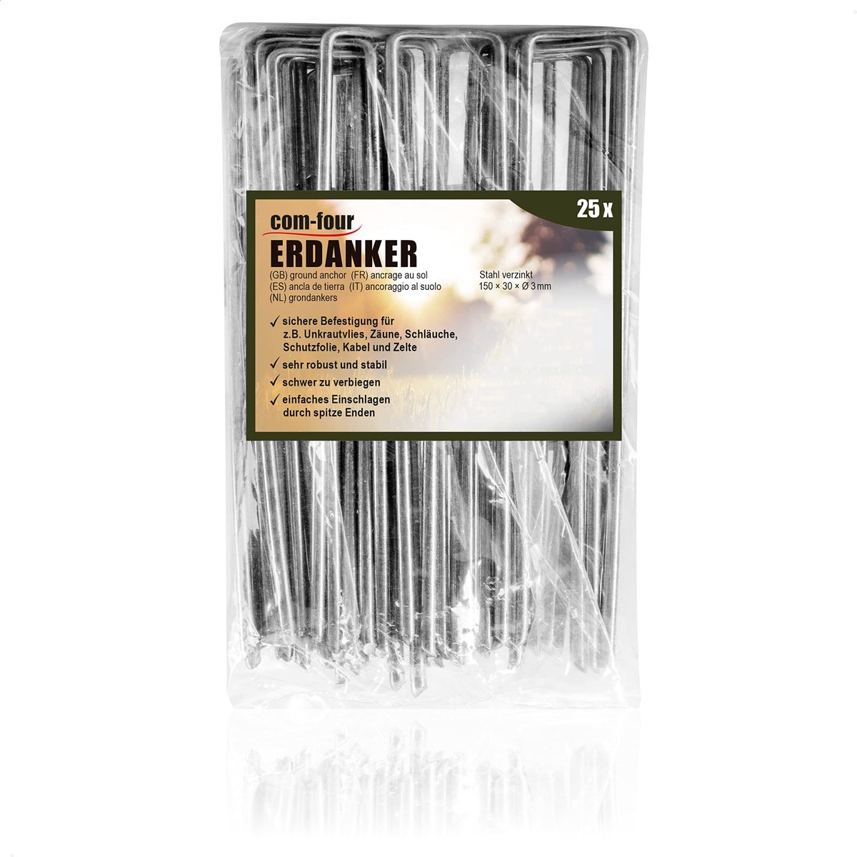 COM-FOUR® 25x grondankers van gecoat staal, robuuste grondpennen - ShopVlot