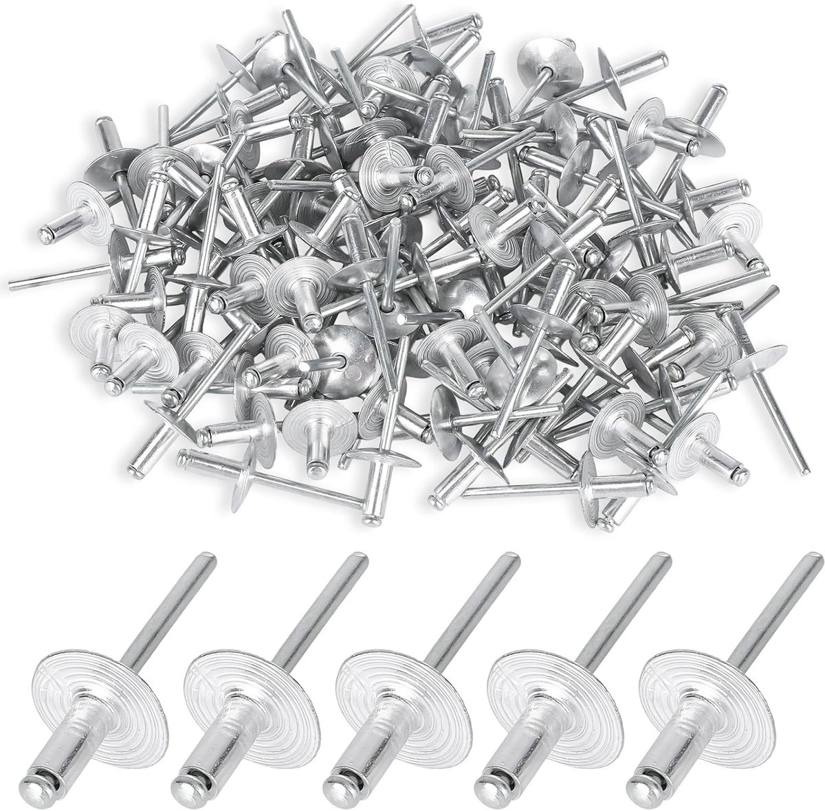 Blindrivetten 4.8x13mm - Aluminium met Grote Kop - 100 Stuks - Ideaal voor Meubel en Auto - ShopVlot