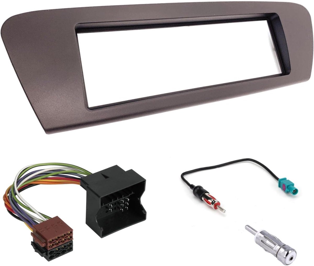 Car Radio Installatiekit 1 DIN - Donkergrijs - Inclusief antenneadapter - ShopVlot