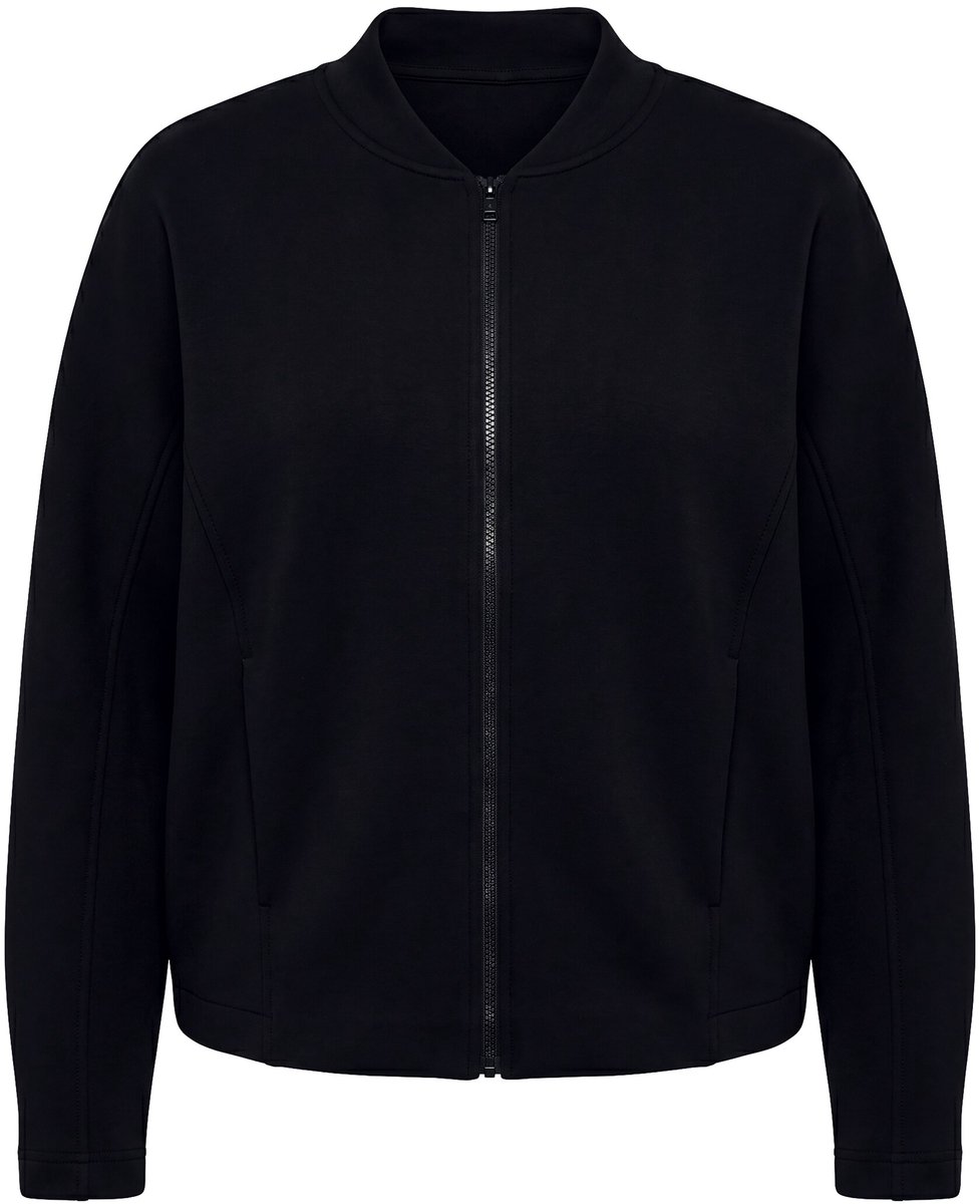 Ulla Popken - Dames - Punto-jas oversized ronde hals haaksluiting - Zwart - Maat 62+