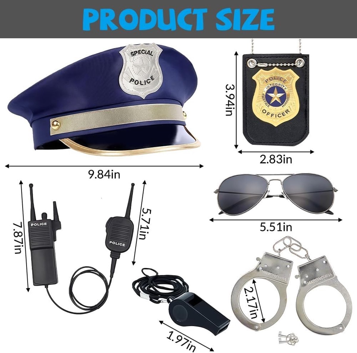 Verkleedset Politieaccessoires - Multicolor - One Size - Voor Rollenspel en Verkleedfeesten