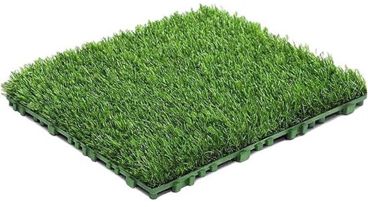 Kunstgrastegels - Gazon tapijt - Voor terrasverfraaiing - Zelfdrainend ontwerp - 30 x 30 cm - Groen