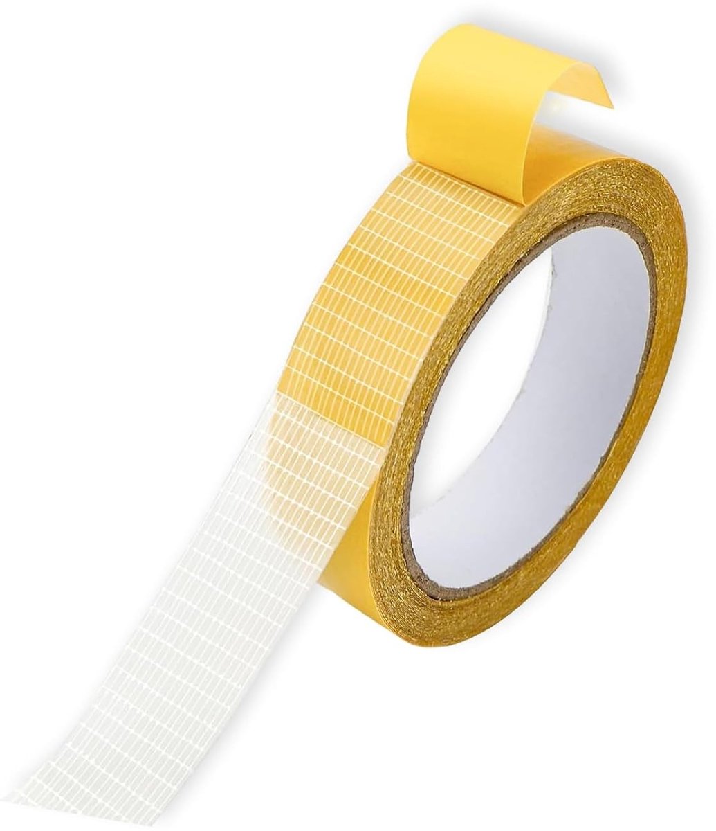 Dubbelzijdige stof tape, 2.5 cm x 10 m, ideaal voor het inkorten van gordijnen, tapijt bevestigen en huishoudelijk gebruik