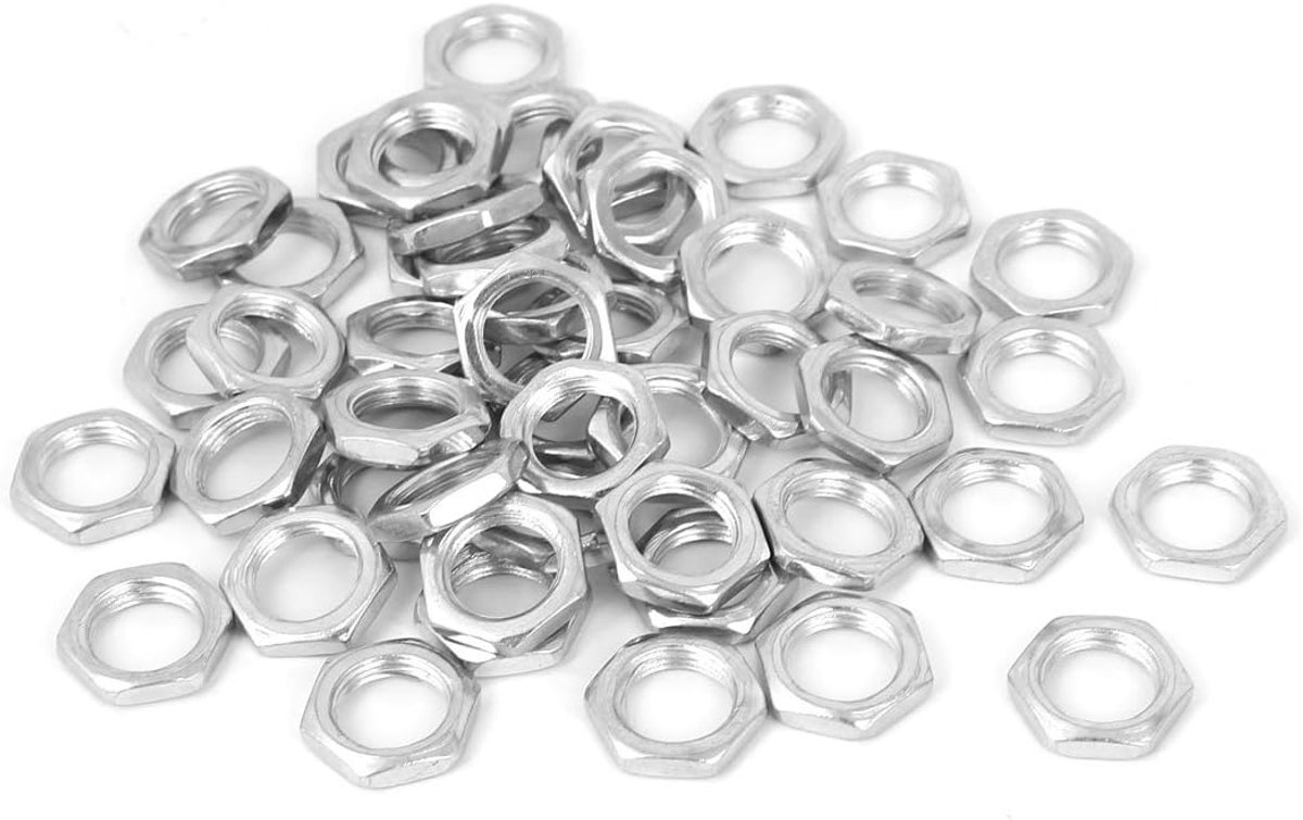 Sourcingmap M10x0.75x3mm Galvanized Hex Nuts Fastener 50pcs for Screws Bolts - ShopVlot
