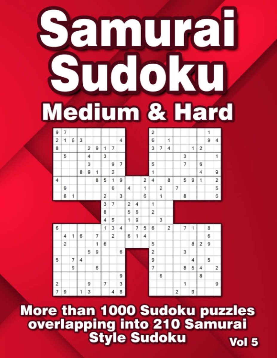 Samurai Sudoku Puzzles Medium & Hard Leveled for Advanced: 1000 Classical Sudoku Puzzles in 210 Samurai Style - ShopVlot