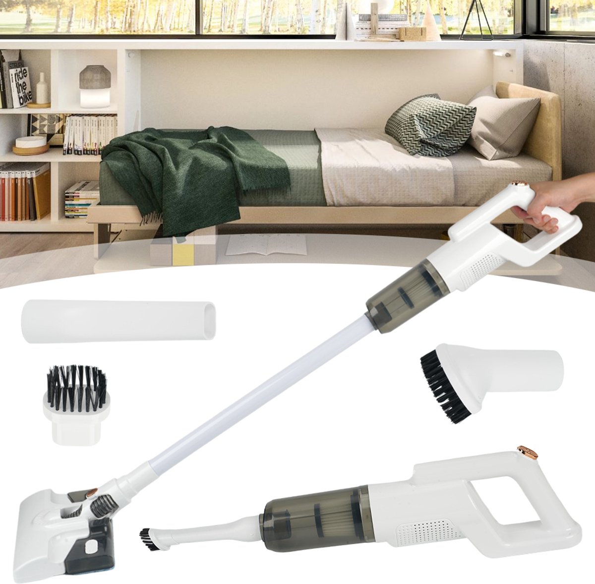 Draadloze Handstofzuiger Met 7000 Pa Zuigkracht – 210 ml Watertank En 2600 mAh Accu – Ergonomisch En Lichtgewicht – USB-C En Nat Dweilen En Stofzuigen – Voor Hardhouten Vloeren, Tegels En Tapijt