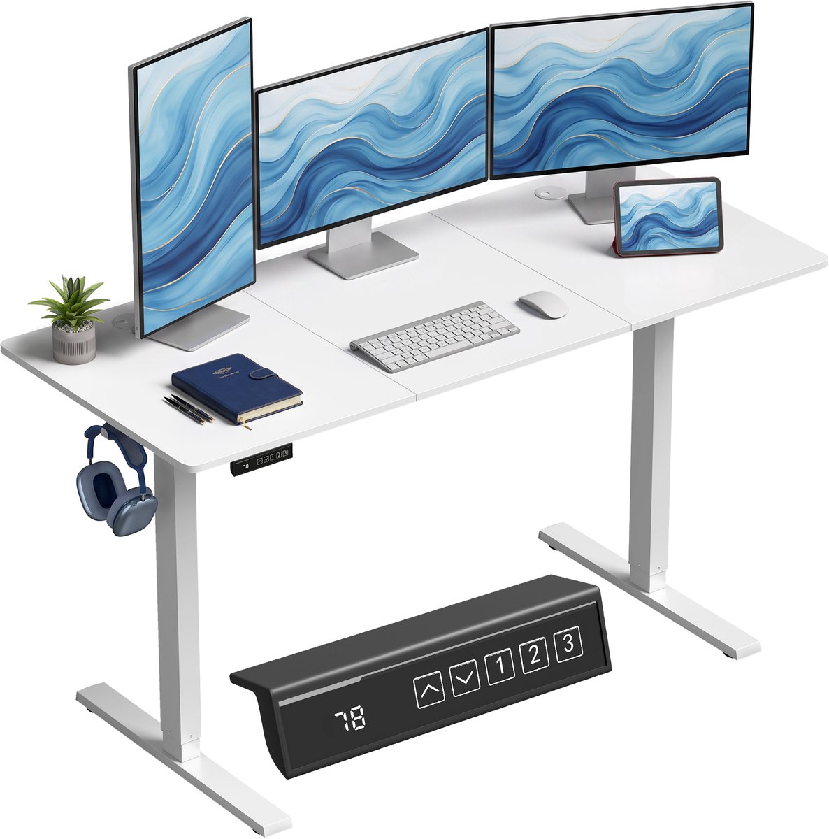 Ropilly Elektrisch zit-sta bureau - In hoogte verstelbaar - Thuiswerkplek - 140x60 cm - Wit