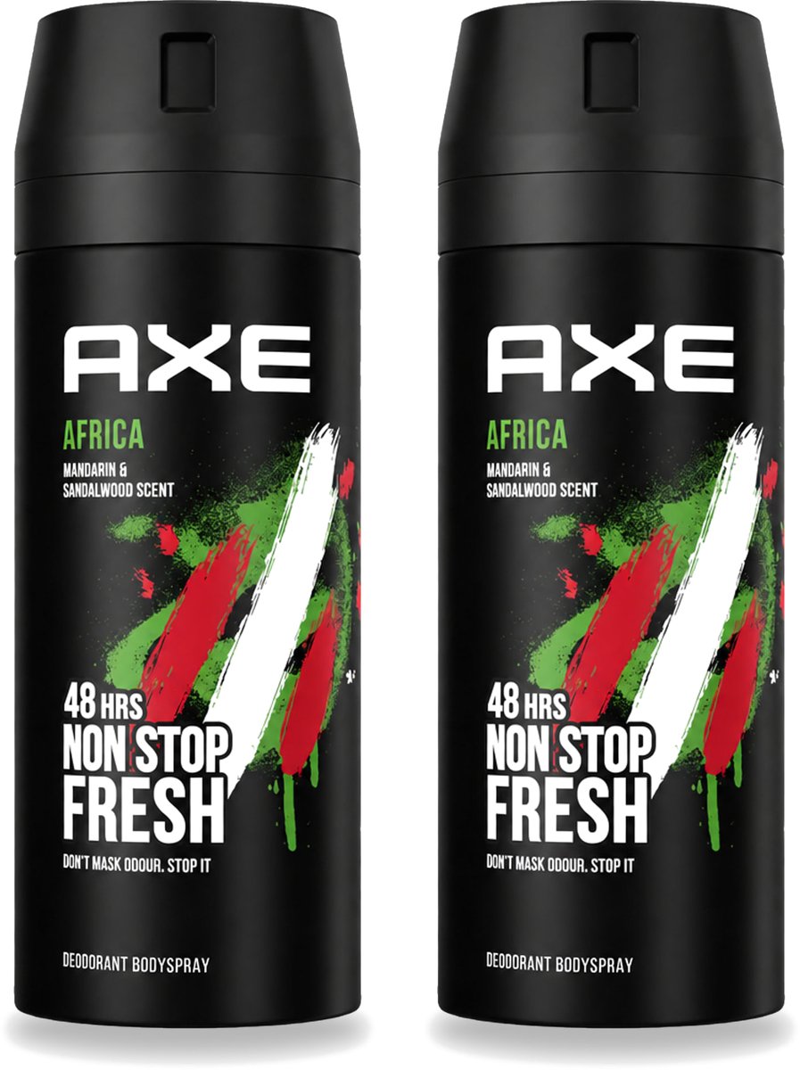 2 x Axe – Deodorant – Africa – 150 ml - Voordeelverpakking - 2 stuks