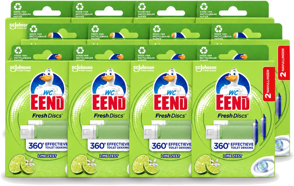 12 x WC Eend – Fresh Discs – Duo Navulling – Lime Zest – 72 ml - Voordeelverpakking - 12 stuks