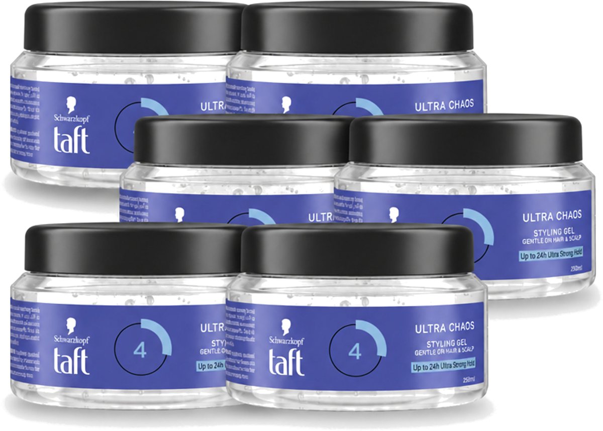 6 x Taft - Ultra Chaos 4 - Styling Gel - Creatieve fixatie - 250 ml - Voordeelverpakking - 6 stuks