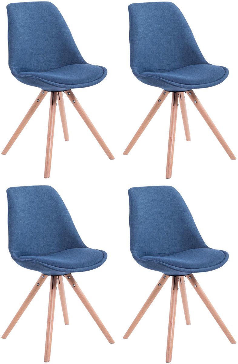 Stoel - Set van 4 - Stof - Blauw