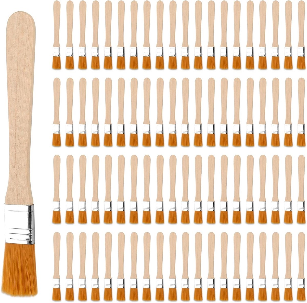 Set van 80 Kleine Verfkwasten van 13,5 cm met Houten Handvat voor Schilderen, Verven en DIY Projecten