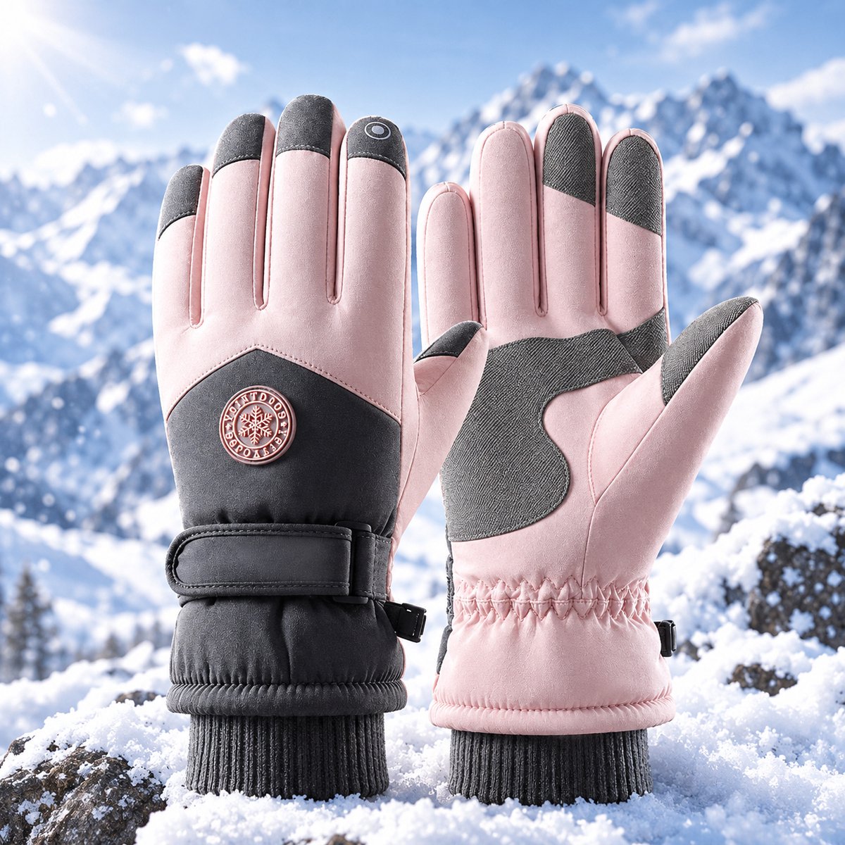 Meedeer Winterhandschoenen voor Dames (kleur :Roze)-Verdikte Warme handschoenen-Waterdicht-Touchscreen-Antislip-Voor skiën-Motorfiets-Fietsen-Wandelen