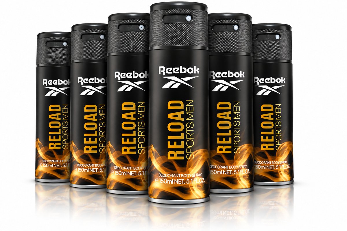 Reebok Reload Sports Men Deodorant Body Spray – 150 ml – Heren – 6 stuks