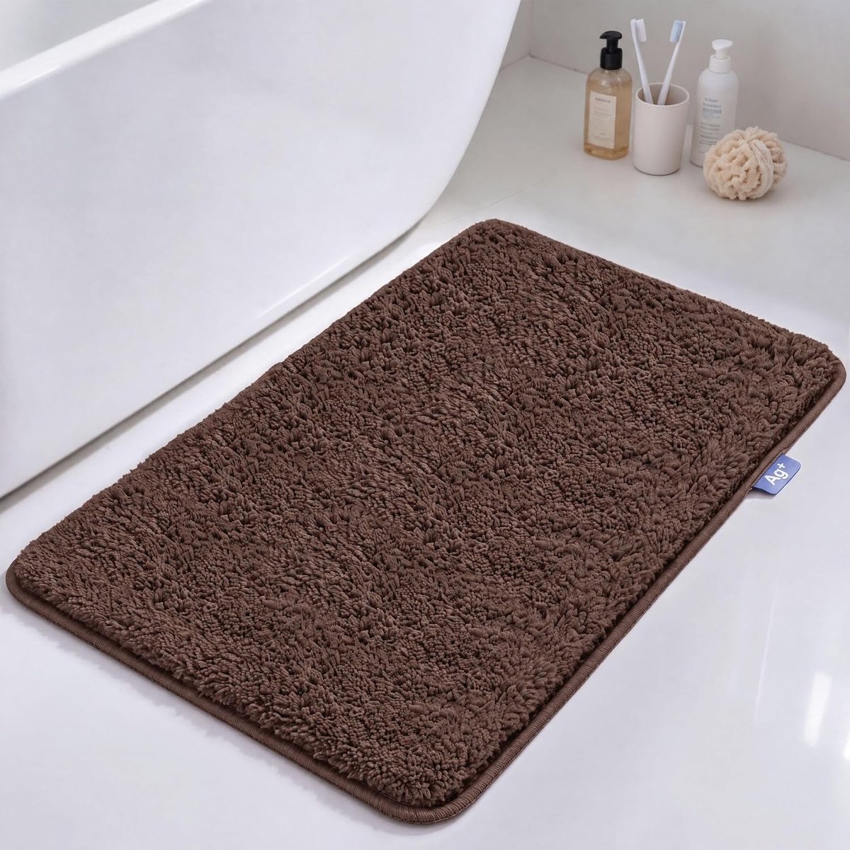 Extra zachte en absorberende badmat van 40 x 60 cm, antislip, machinewasbaar en snel drogend, ideaal voor badkamer en vloeren, bruin