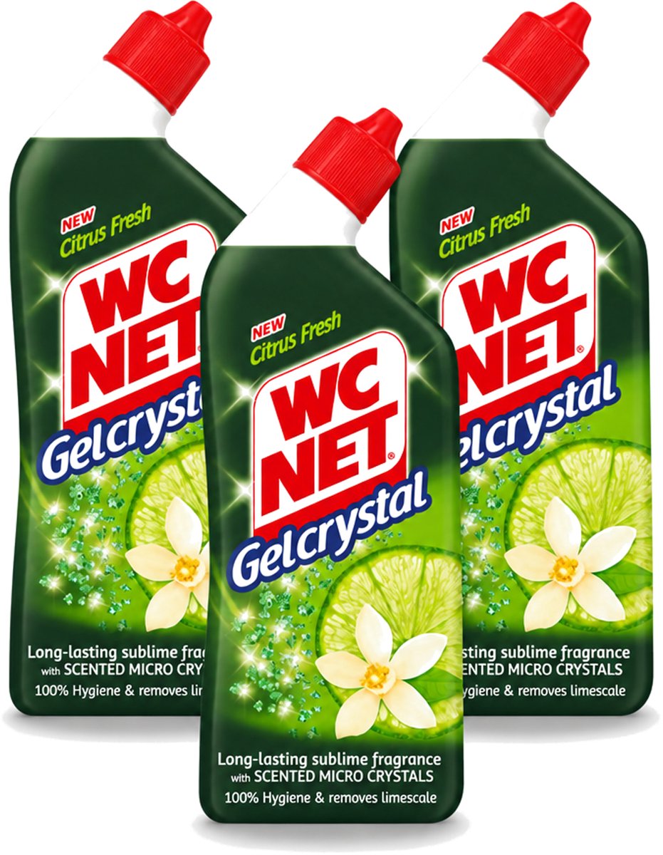 3 x WC Net - Toiletreiniger - Gel - Citrusgeur - Ontkalkt - 750ml - Voordeelverpakking - 3 stuks