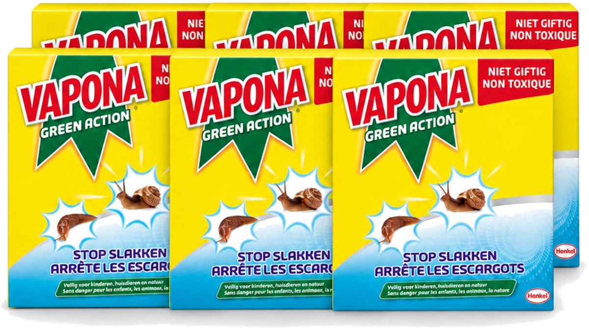 6 x Vapona - Slakkenkorrels - Green Action - Natuurlijk, Kind- & Diervriendelijk - 500g - Voordeelverpakking - 6 stuks