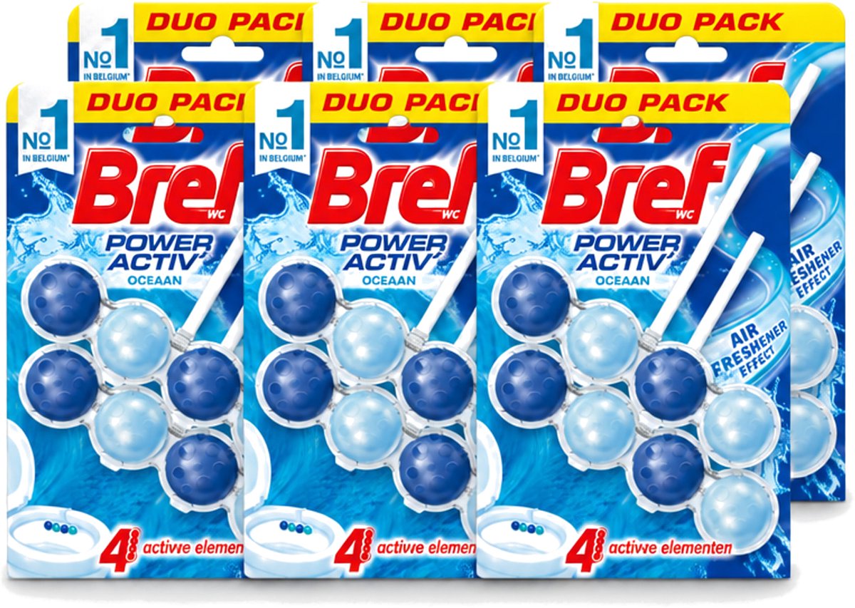 6 x Bref WC - Power Activ+ - Toiletblok - Oceaan - 2 Blokken - Voordeelverpakking - 6 stuks