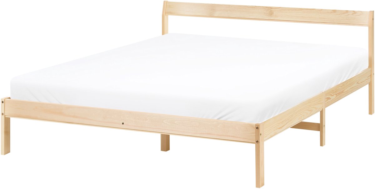 MADONE - Tweepersoonsbed - Lichtbruin - 140 x 200 cm - Dennenhout