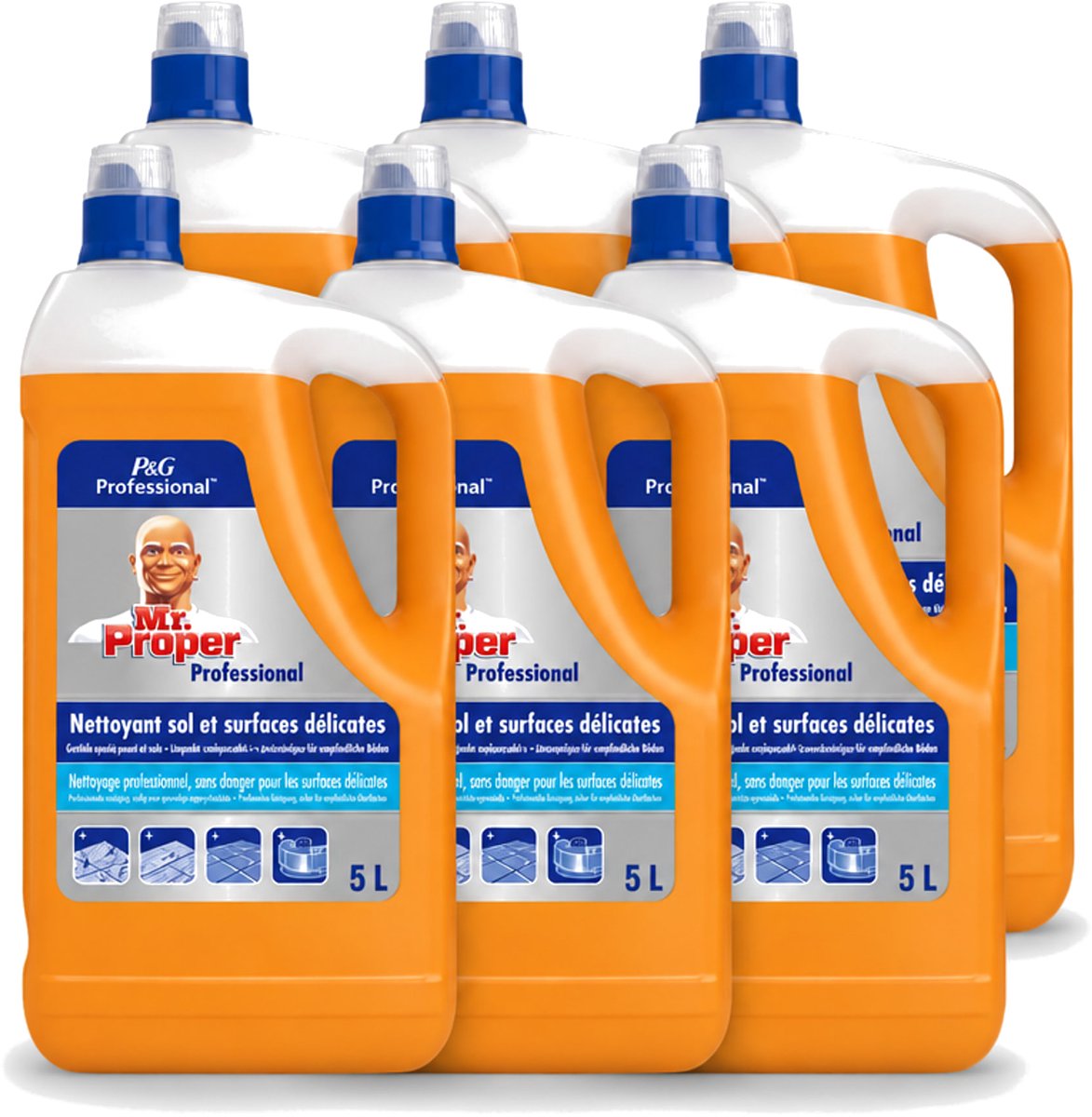 6 x Mr. Proper – Allesreiniger – Professional Delicate – 5 L - Voordeelverpakking - 6 stuks