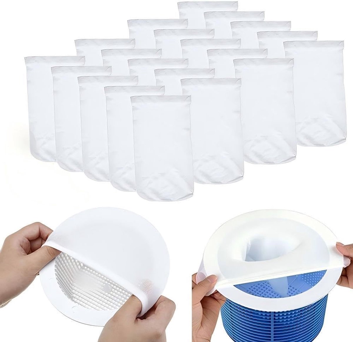 Pack van 20 zwembad skimmer sokken, ideale filterbeschermers voor skimmer en filternetten, voorkomt verstoppingen en verlengt levensduur