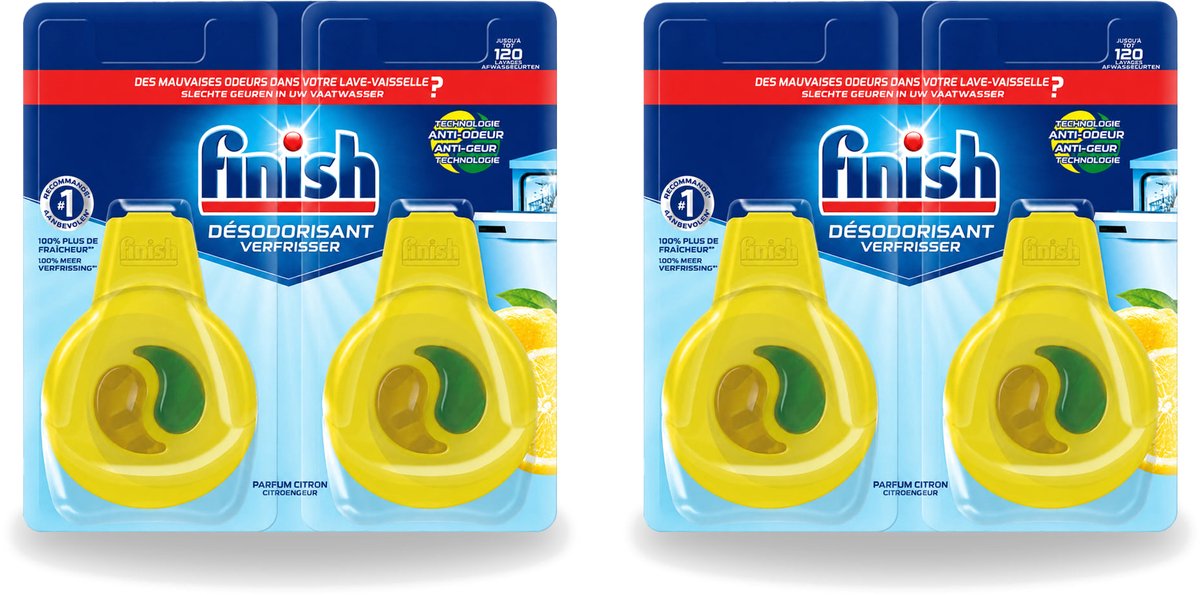 2 x Finish Deo Odorstop - Vaatwasverfrisser - Citroen Parfum - Anti-geur - Tot 120 Afwasbeurten - Voordeelverpakking - 2 stuks