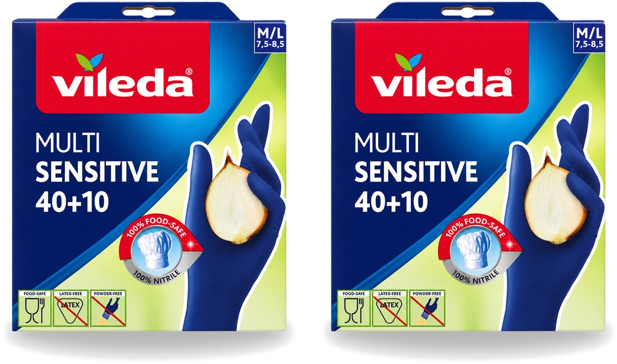 2 x Vileda - Multi Sensitive - Nitrile Handschoenen - Maat M/L - 50 Paar - Voordeelverpakking - 2 stuks