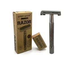 JIMMAR Safety Razor - Dubbelzijdig Scheermes - Klassiek - Double Edge Blade - Scheren - Baard - Unisex - Inclusief 5 Platinum Scheermesjes - Vlindersluiting - Zilver