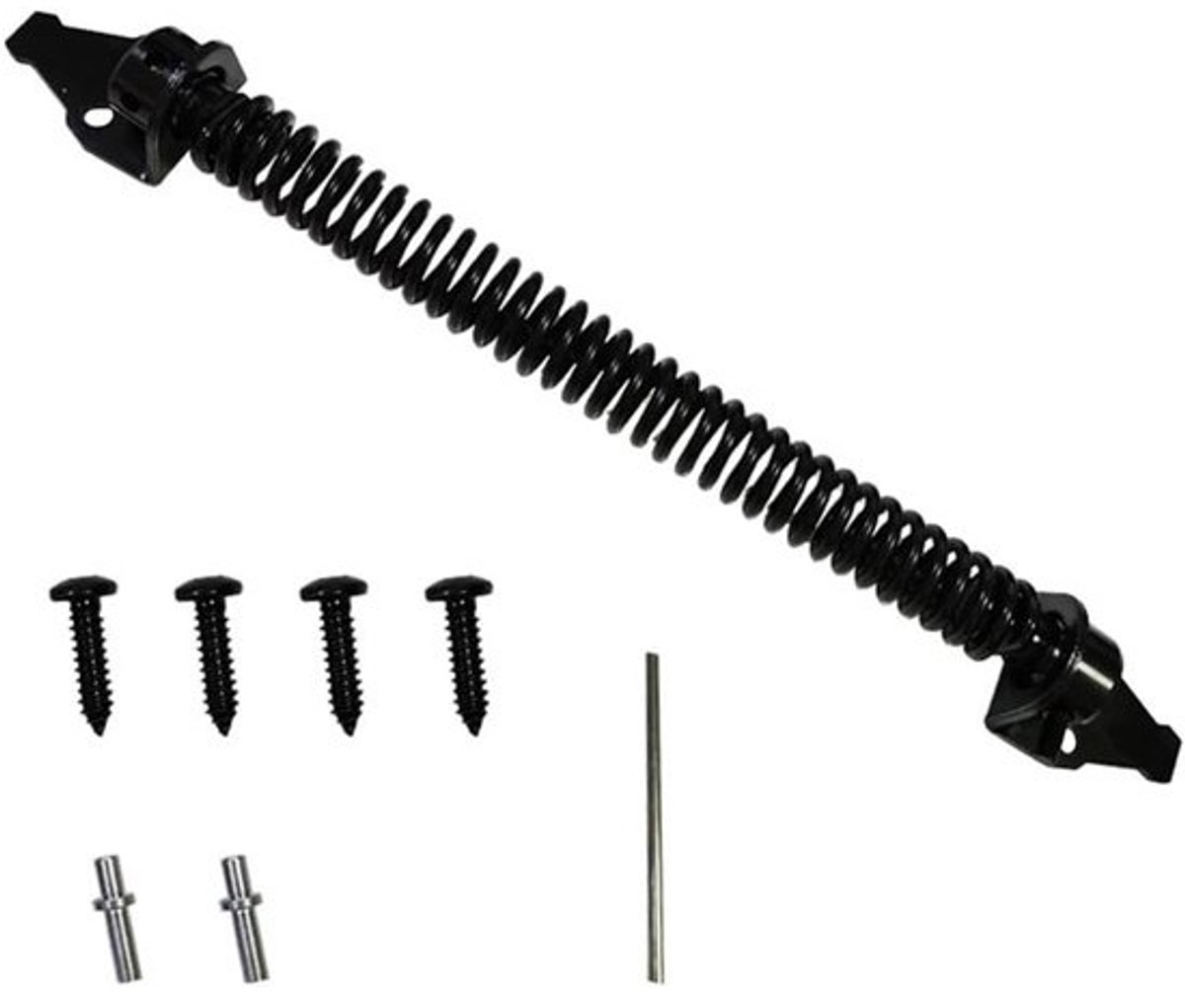 Poortdeurveer - Automatische sluiting - Voor het sluiten van hekken - Verstelbaar metaal - 43 cm lengte - Zwart