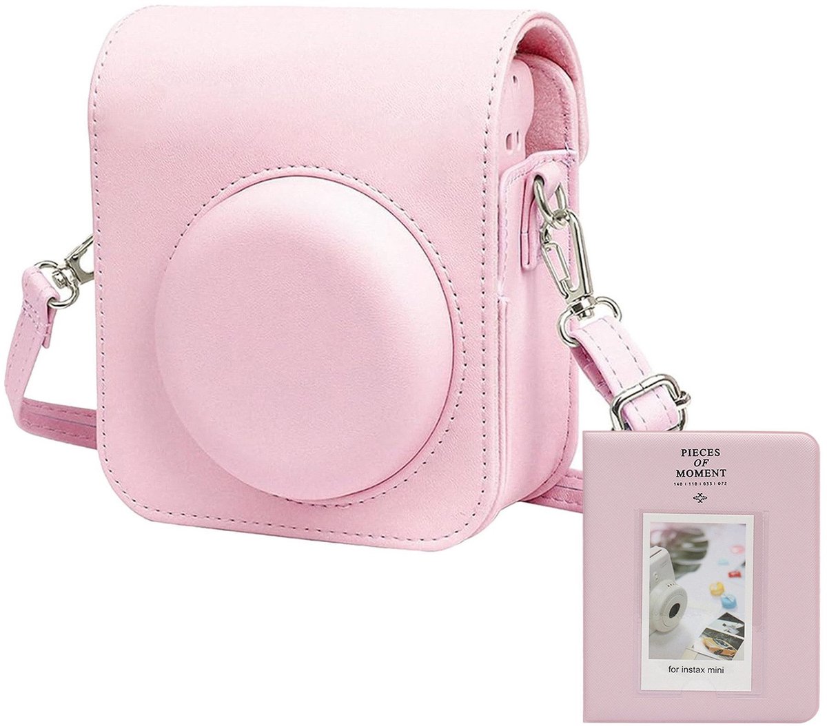 Cameratas voor Fujifilm Instax Mini 12 - Beschermend PU-lederen hoesje voor Instax Mini 12 Instant Camera - Afneembare hoes met verstelbare schouderriem