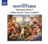 Claudio Monteverdi Madrigals Book 5, Delitiae Musicae, Marco Longhini. Een klassiek schilderij van een mythologische scène met personen, kinderen, een leeuw en een hond.