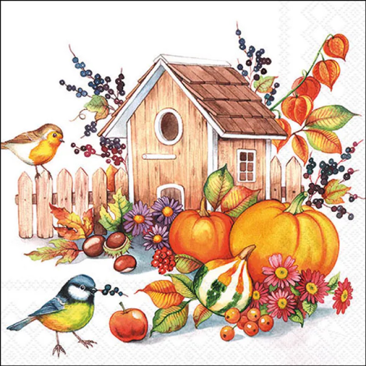Ambiente - Servetten - 33 x 33 cm - Autumn Birdhouse