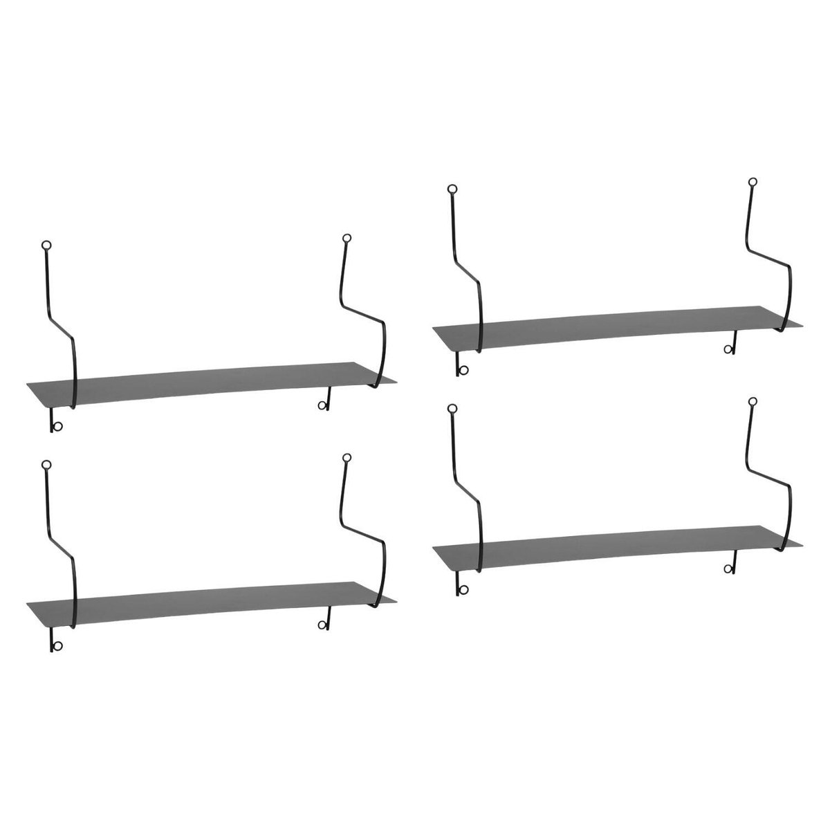 Ostaria Wandplank Laurie - 4x - metaal - zwart - 50 cm - boekenplank - hangplank