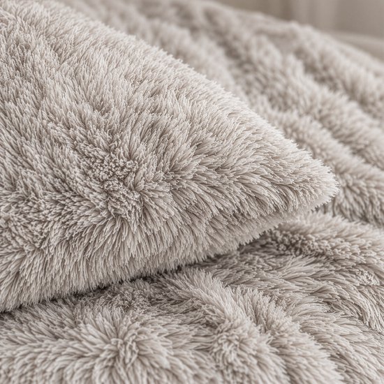 Dekbedovertrek Teddy Pluche Long Hair - Sand - Dekbedovertrek 200x200/220cm - 100% Teddy Pluche - Tweepersoons dekbedovertrekken - 200x220cm - Teddy Dekbedovertrek - Fluffy Dekbedovertrek - Effen Dekbedovertrek — afbeelding 2