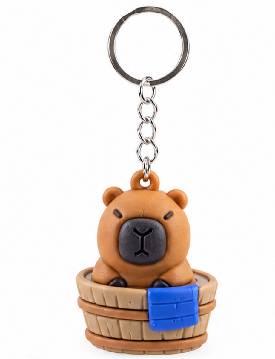 Schattige Capybara in bad Sleutelhanger 3D – Siliconen Capibara Tashanger