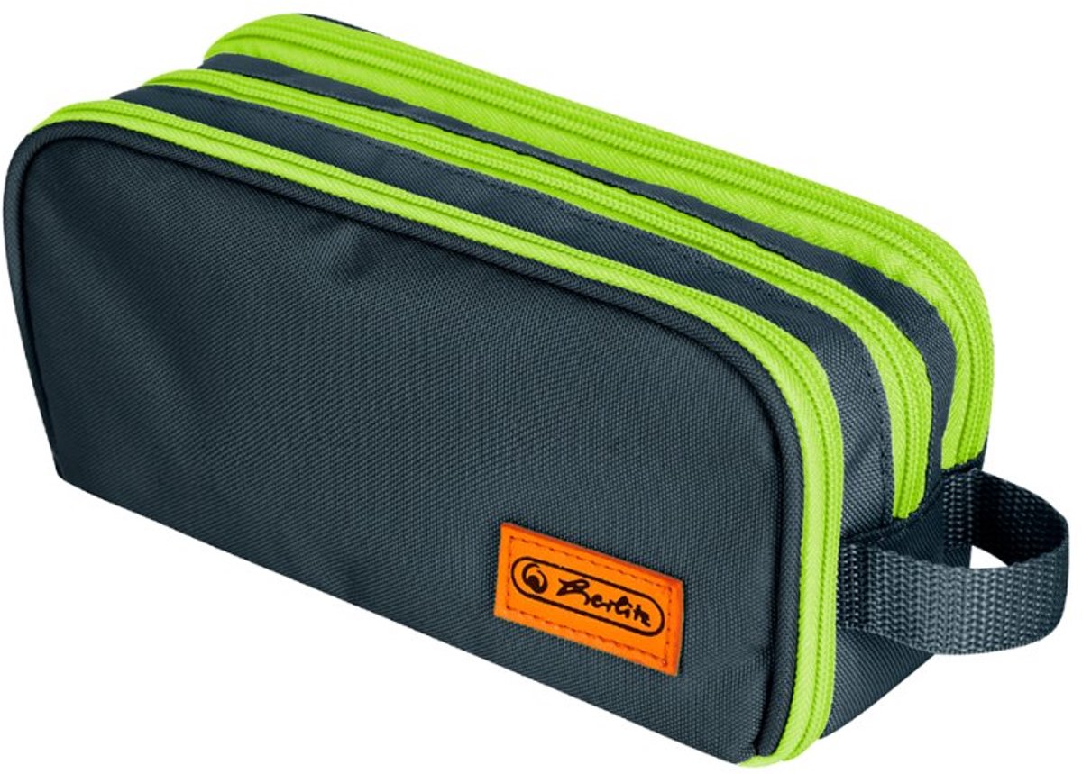 herlitz pennenetui dubbel Neon uni, polyester, oak/kiwi