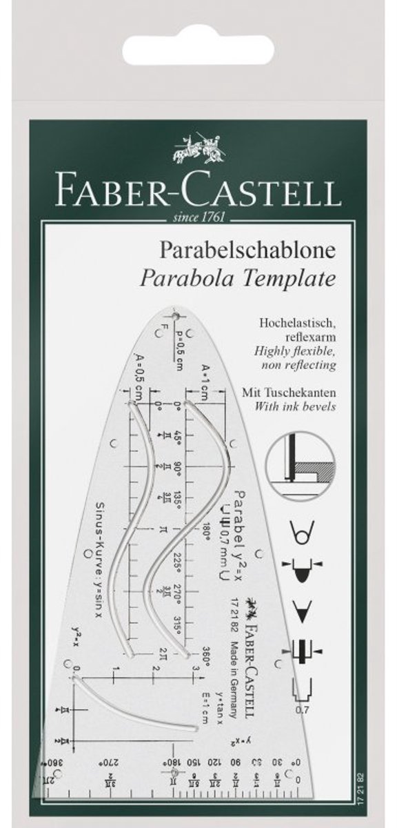 Faber-Castell tekensjabloon parabool, transparant kunststof, 124×70 mm