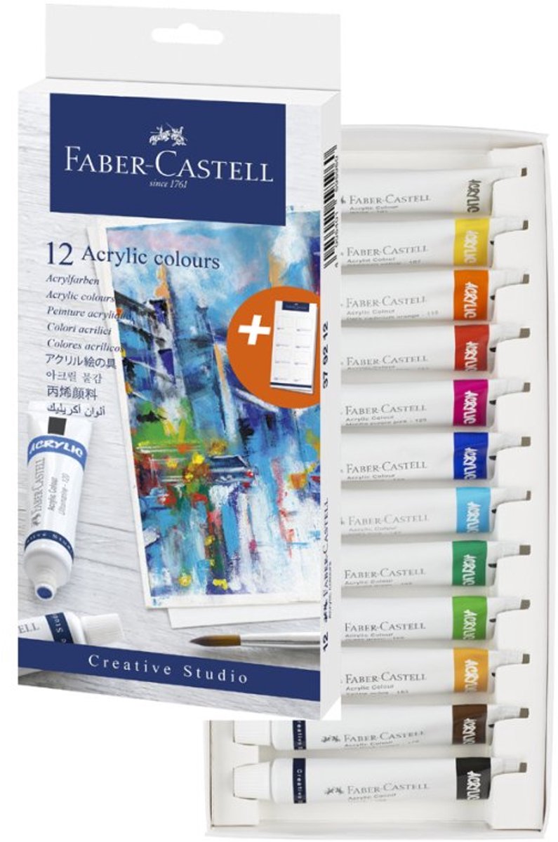 Faber-Castell acrylverf in tube, 12-delige set, 20 ml per tube