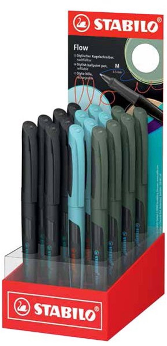 STABILO balpennen Flow display, navulbaar, blauw, 16 stuks