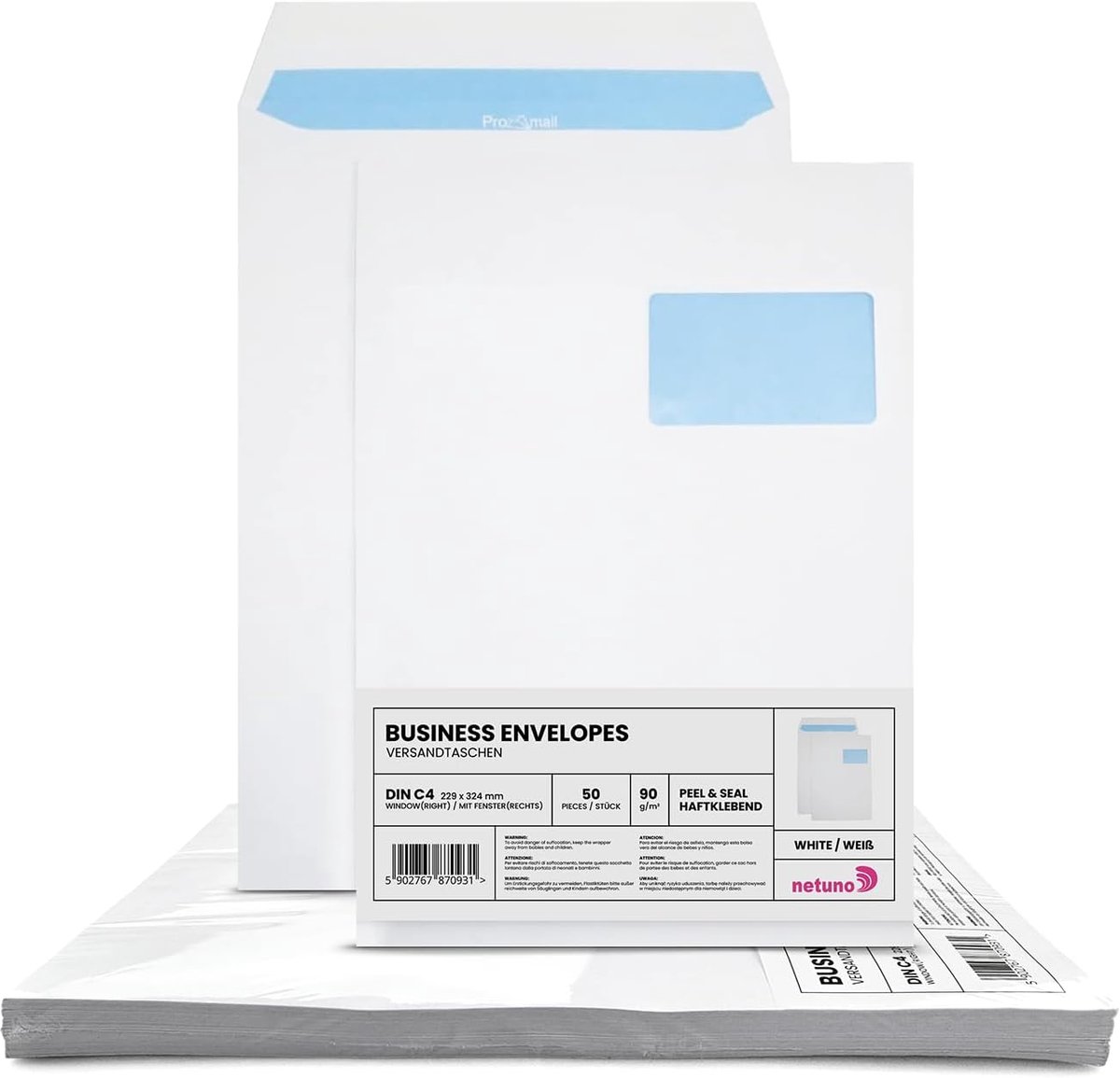 C4 enveloppen 229x324mm - witte zelfklevende met venster - ideaal voor documenten - ShopVlot