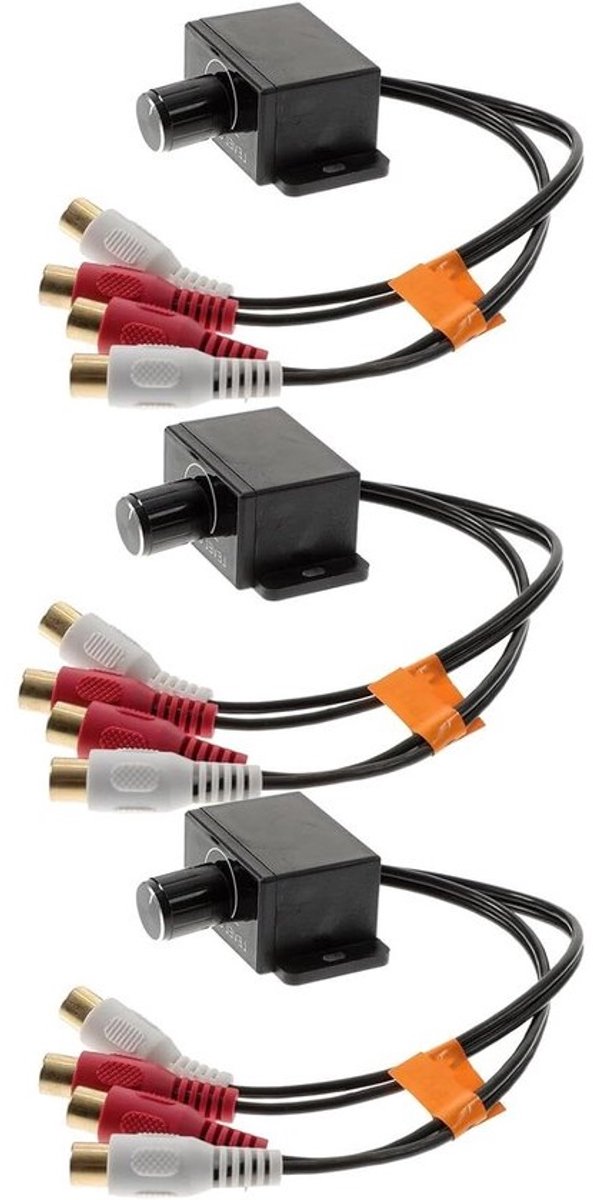 Versterker met volumeregelaar - Basregelaar met audioknoppen - Voor het aanpassen van auto-audio - Compact, met afstandsbediening - 3 stuks - Zwart