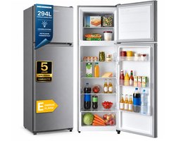 Heinner HF-M294SE++ Koel-vriescombinatie – 294 L – LED-verlichting – Omkeerbare Deur – Instelbare Mechanische Thermostaat – Zilver – 5 Jaar Garantie