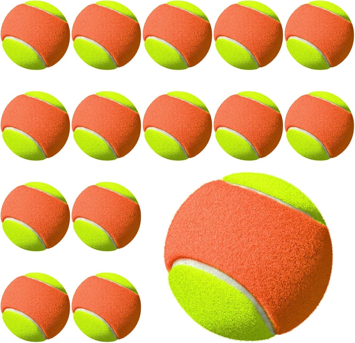 15 Stuks Tennisballen voor Beginners, Oranje, 6.3-6.5cm, Ideaal voor Tennis Training en Spelletjes