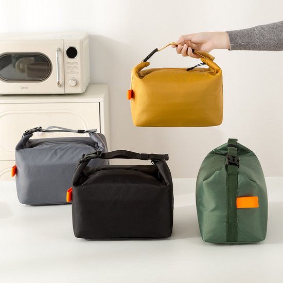 Geïsoleerde lunchtas met dikke aluminiumfolie-voering – Lekvrije thermische bentotas voor werk, school en picknicks – Ruime koel-/warmhoudtas – Inclusief verstelbare schouderriem – Geschikt voor alle leeftijden – Geel van ZVD — afbeelding 2