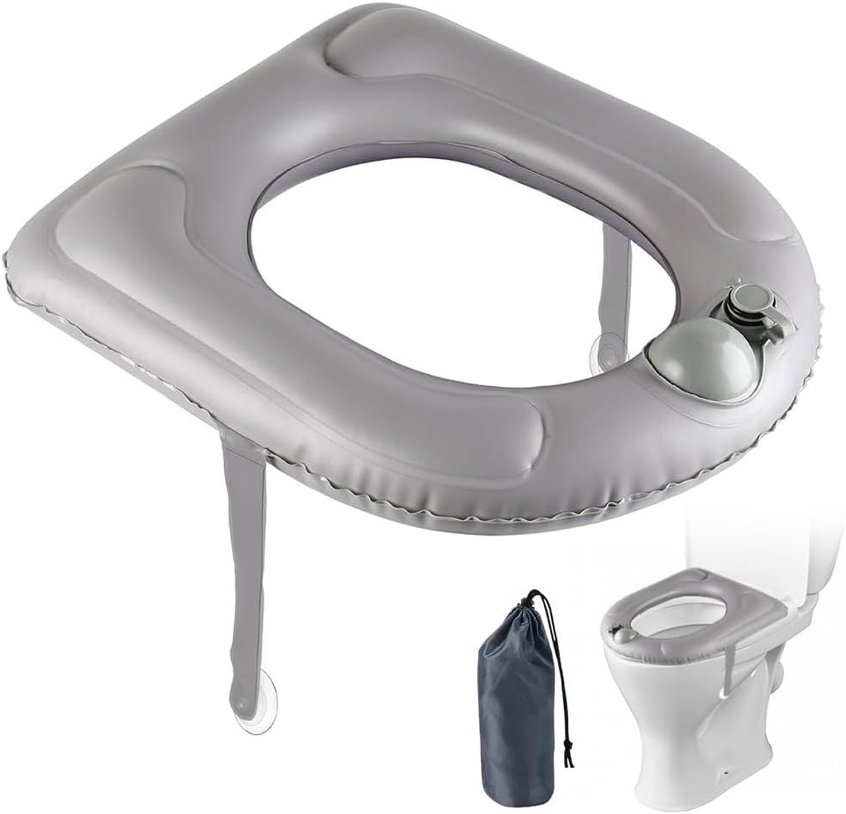 Opblaasbare Toiletzitting Kussen met Zuignappen - Ergonomisch Zitting Kussen voor Volwassenen, Senioren en Gehandicapten - Comfortabel en Ondersteunend Toiletkussen
