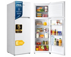 Heinner HF-M294E++ Koel-vriescombinatie – 294 L – LED-verlichting – Instelbare Mechanische Thermostaat – Omkeerbare Deur – Wit – 5 Jaar Garantie